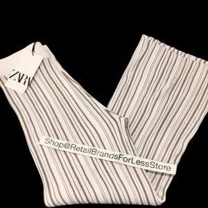 ZARA BANDAGE KNIT SHADOW STRIPE PLEATED HEAVY PANTS